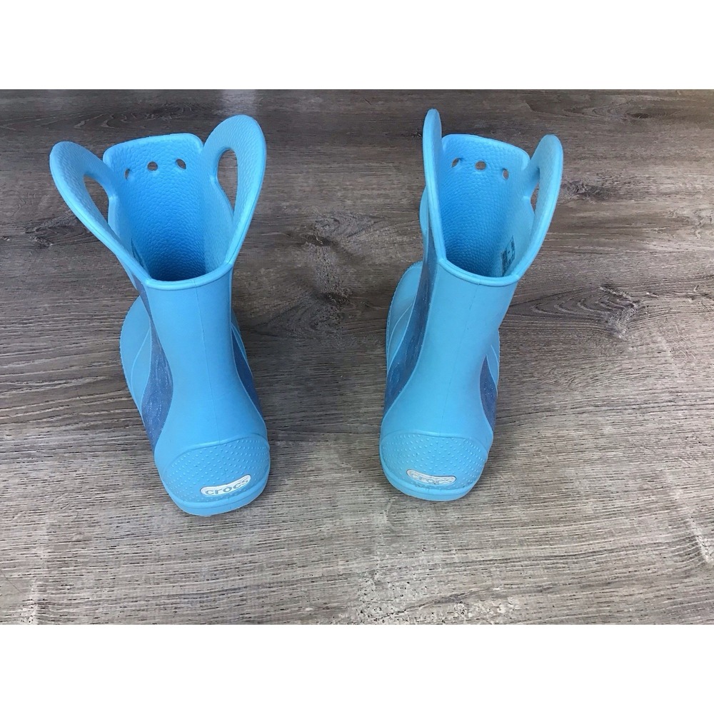 Crocs Youth Girls Handle It Size 3 J3 Rain Boots Blue Glitter 211272 - Picture 3 of 11